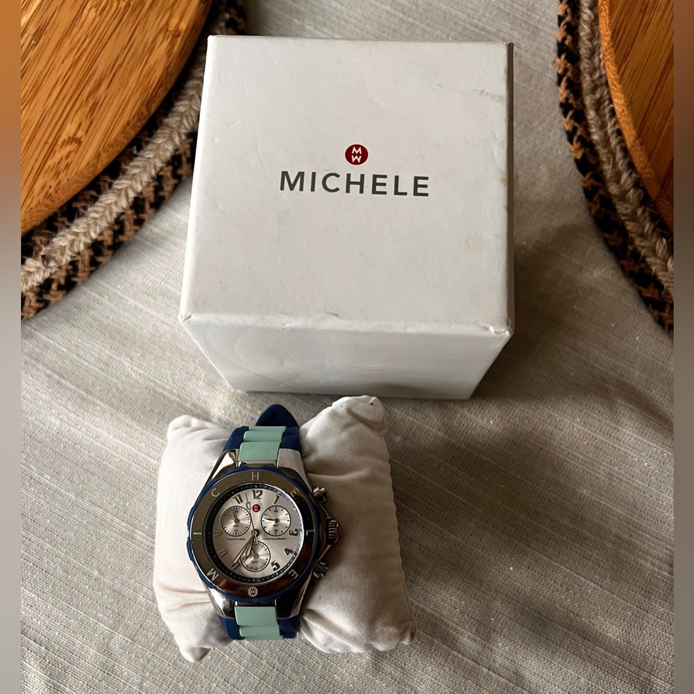 Michele Jelly Bean Watch Aqua Blue